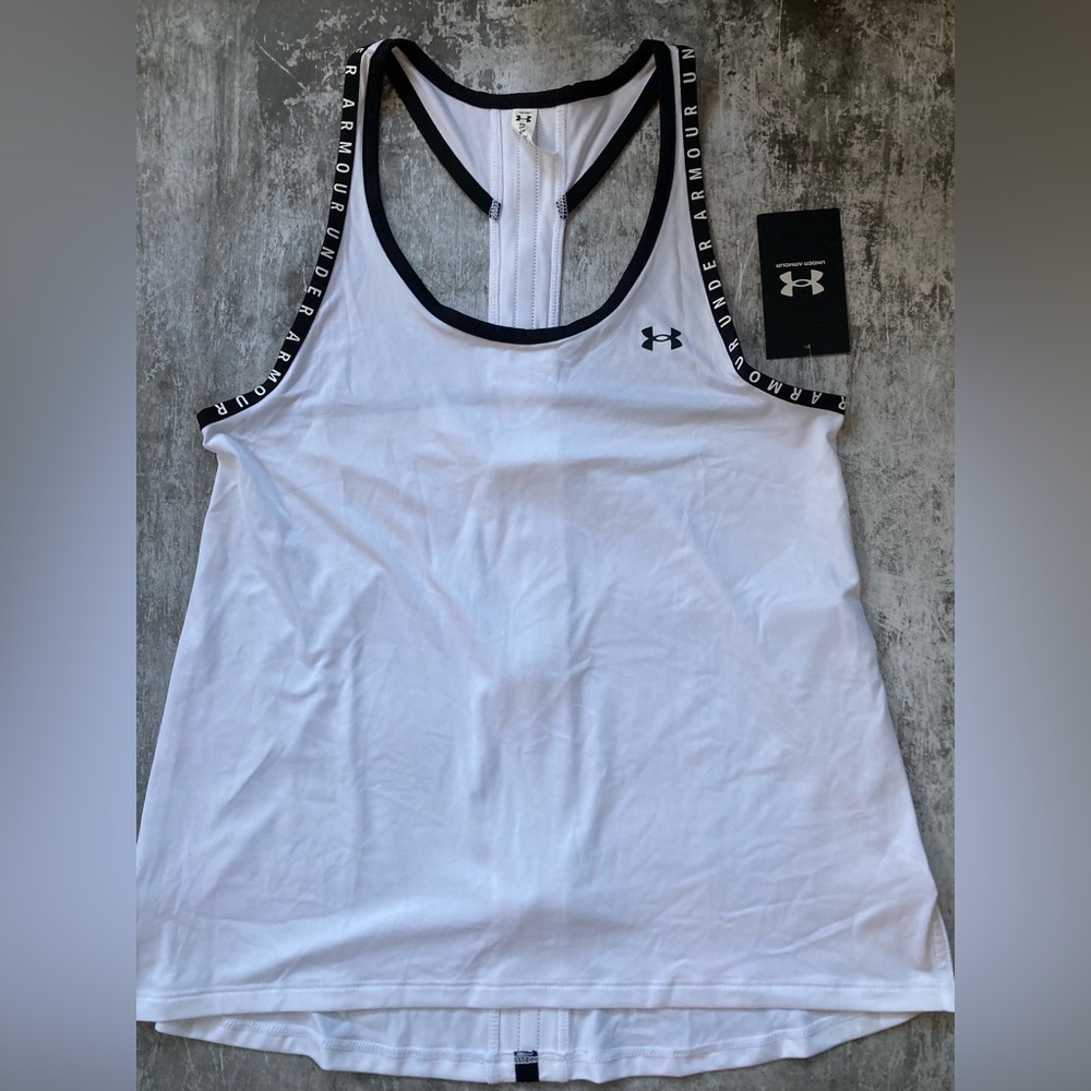 Under Armour Women's White and Black Tank Top